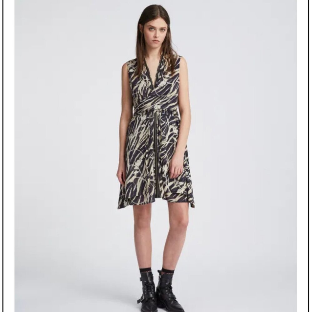Allsaints Spitalfields Jayda Kazuno Zipper wrap Dress Small $279